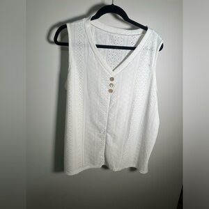White V Neck Sleeveless Tank Top 2XL